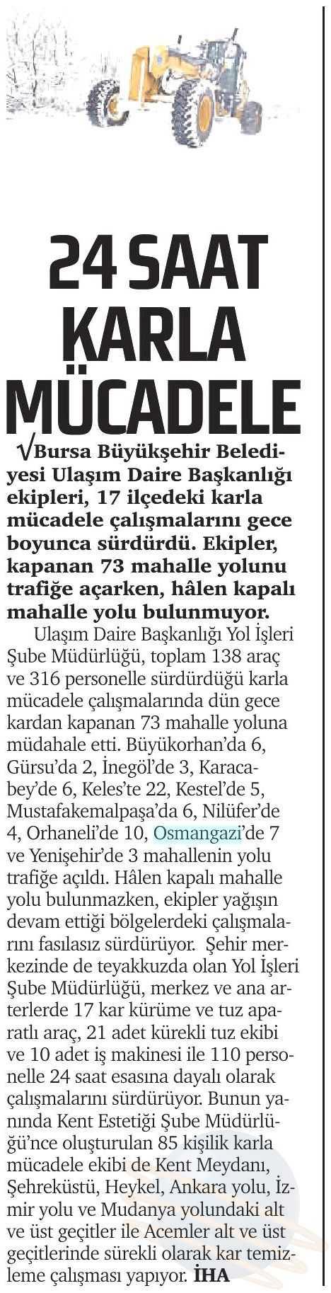 24 SAAT KARLA MÜCADELE Yayın Adı : Sancak Gazetesi