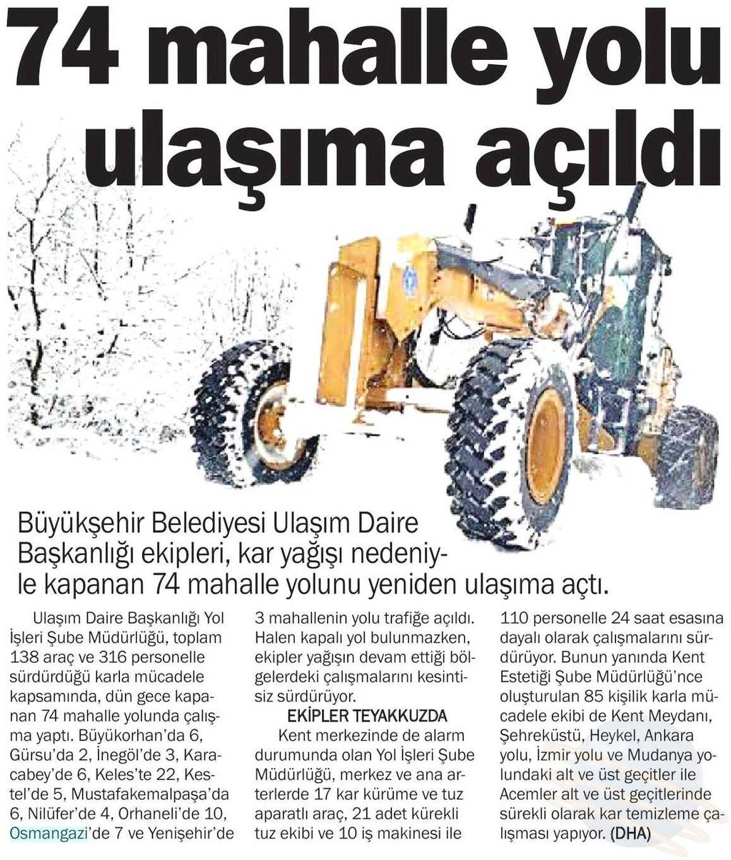 74 MAHALLE YOLU ULASIMA AÇILDI Yayın Adı :