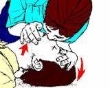 Kalp durmuşsa hemen kalp masajına başlanır. 2.Hasta sert bir zemine yatırılır ve bir yanına diz çökülür.