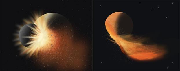 Ayın Oluşumu Büyük Çarpışma Yaklaşık Mars büyüklüğünde bir gezegen (?