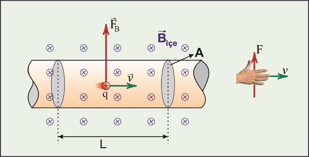 Akım Taşıyan Bir İletken Üzerindeki Manyetik Kuvvet Şekildeki gibi düzgün bir B içe dış manyetik alanı içinde I kadar akım taşıyan, kesit alanı A ve uzunluğu L olan düz bir tel parçasını ele alalım.