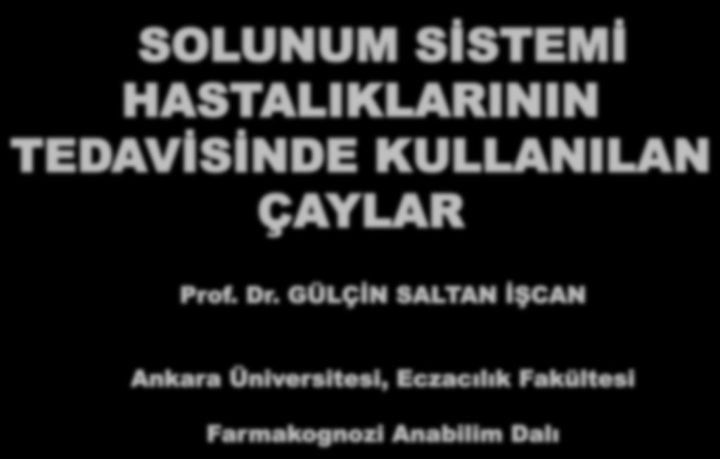 SOLUNUM SİSTEMİ HASTALIKLARININ TEDAVİSİNDE KULLANILAN ÇAYLAR Prof. Dr.