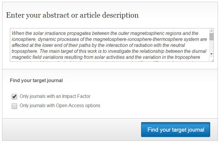 Springer Author Academy 11/6/2018 58 Springer Journal Suggestor Yazmış Olduğunuz Manuscripte Uygun