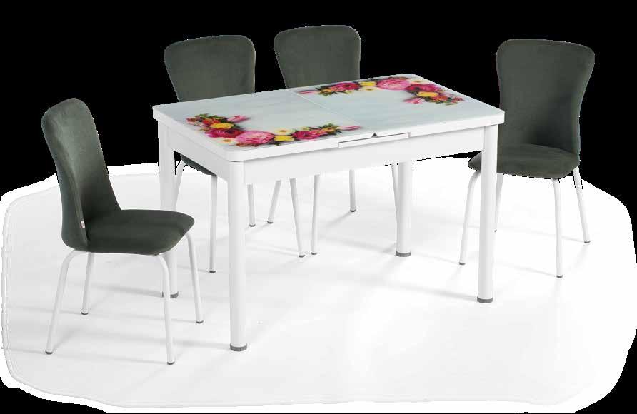EN 945 CAMLI BUKET TAKIM / GLASSED BOUQUET SET MASA - TABLE / Temperli Cam Tempered Glass - Kolay Açılabilir Easy to Open - Uzamalı Masa Extended Table -