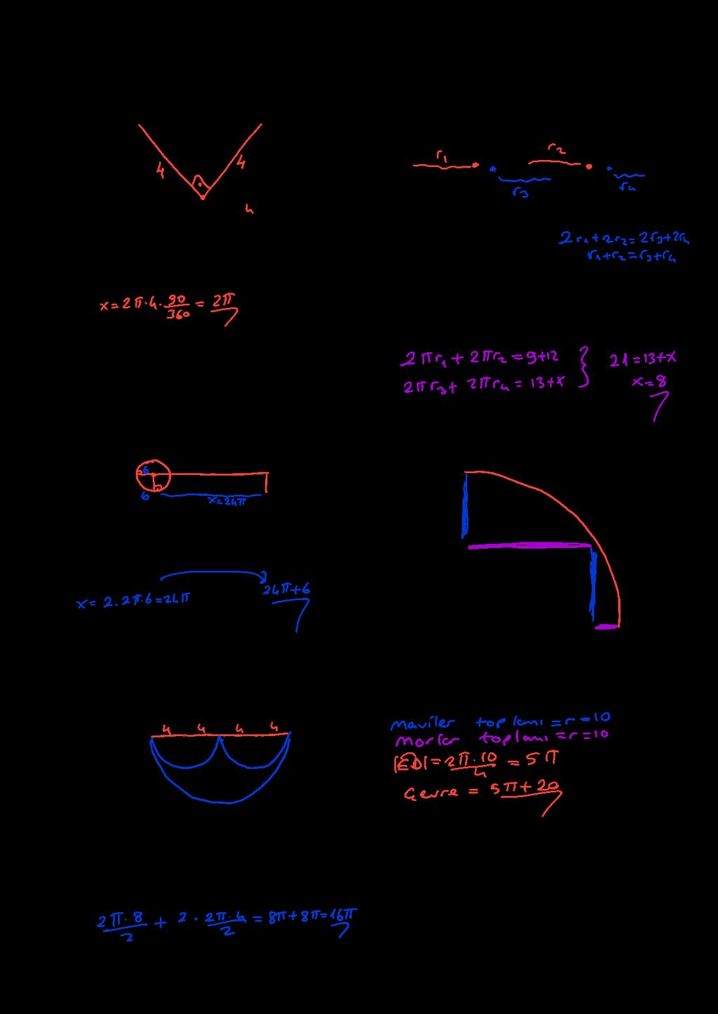 ÇM ÇM ÇVS 0 1.. 9 1 8 Şekilde [] çplı yrım çemberde, = cm, = 8 cm dir. un göre, = kç cm dir? 1 Şekilde [], [], [] ve [] çplı yrım çemberler verilmiştir.