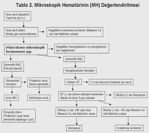 Mikroskopik hematürinin önerilen tanımı, idrar analizi için uygun olarak toplanmış 3 örnekten ikisinde idrar sedimentinde bir büyük büyütme alanında 3 veya daha fazla eritrosit bulunmasıdır.