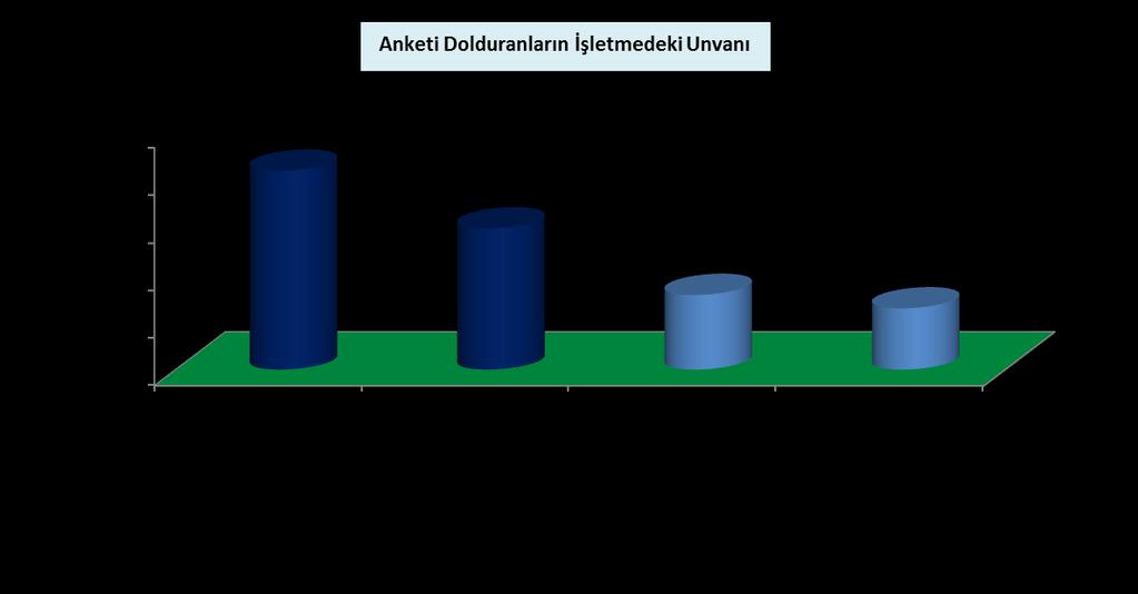 S.No Anketi Dolduranların İşletmedeki Unvanı f % 1 İşletme Sahibi 3.486 41,79 2 İşletme Müdürü/Yöneticisi 2.