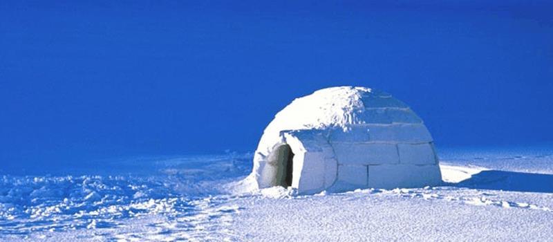 İglo (Eskimo kar evi) İdeal bir iglo yapımı bir gün sürebilir.
