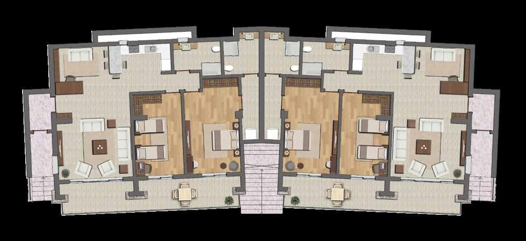 Bahçe katı planı / Basement floor plan Giriş+Salon+Mutfak+Hol / Entrance+Dining room with kitchen+corridor : 66,50 m2 Ortak banyo / Common bathroom : 7,10 m2 Yatak odası / Bedroom : 18,10 m2 Teras /