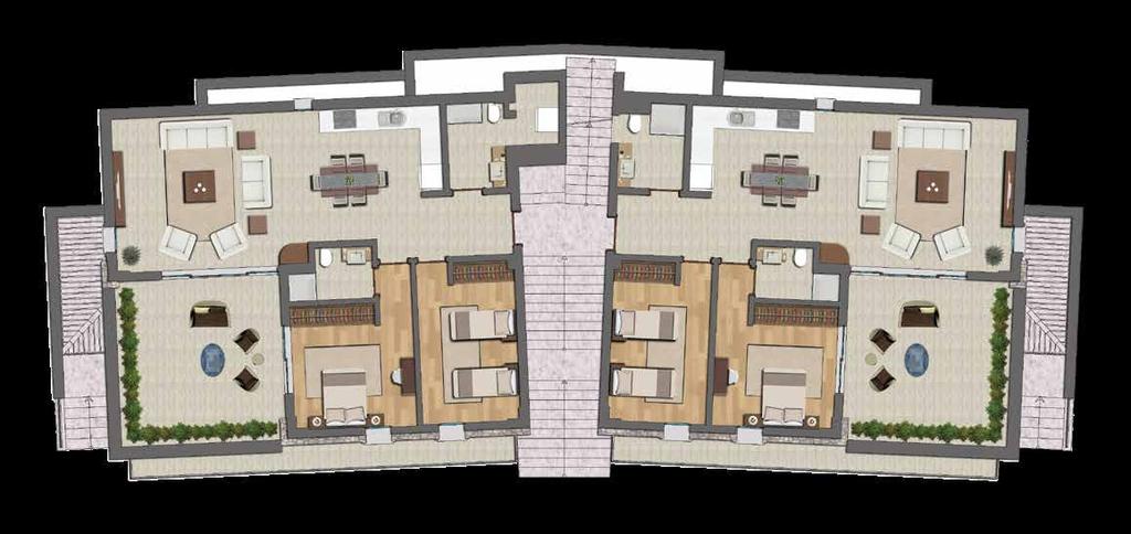 Zemin Kat Planı /Ground Floor Plan Salon+Mutfak / Dining room with kitchen : 51,40 m2 Ortak banyo / Common bathroom : 10 m2 Yatak odası / Bedroom : 17,15 m2 Ebeveyn yatak odası / Master bedroom :