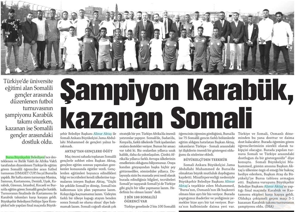 SAMPIYON KARABÜK, KAZANAN SOMALI Yayın Adı : Sehir