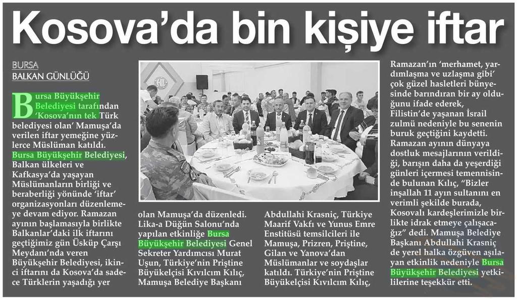 KOSOVADA BIN KISIYE IFTAR Yayın Adı : Balkan Günlügü Periyod :