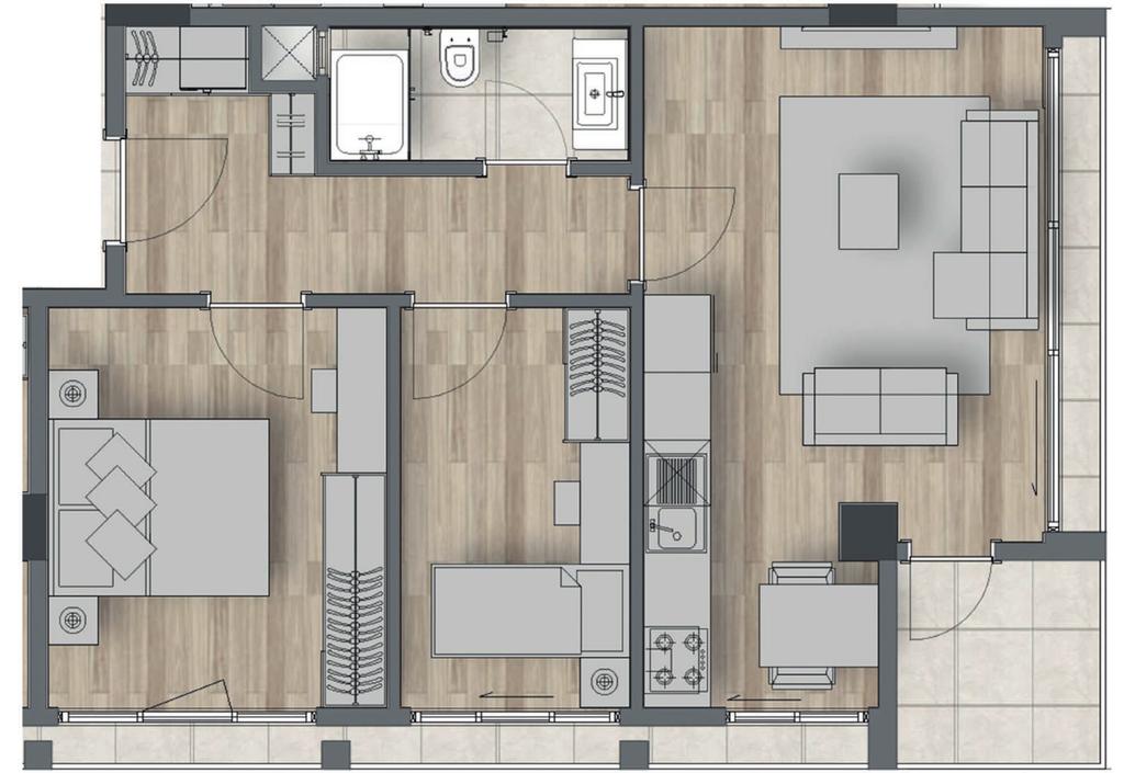 D 2+1 KAT BRÜTÜ : 77,83 m 2 *B.B.N.