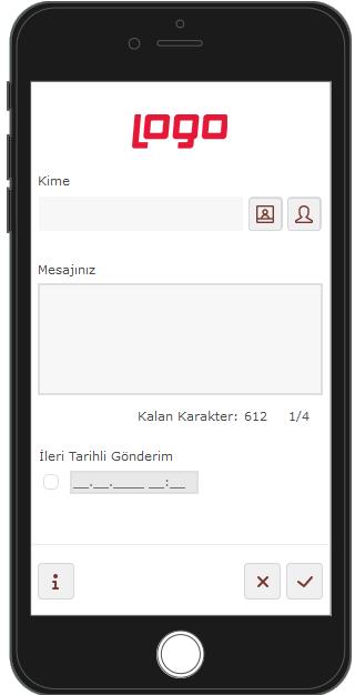 Widget / APP ayarları ile siyah ya da beyaz telefon görseli seçilebilir. Kime: Mesajın kime gönderileceği bilgisidir.