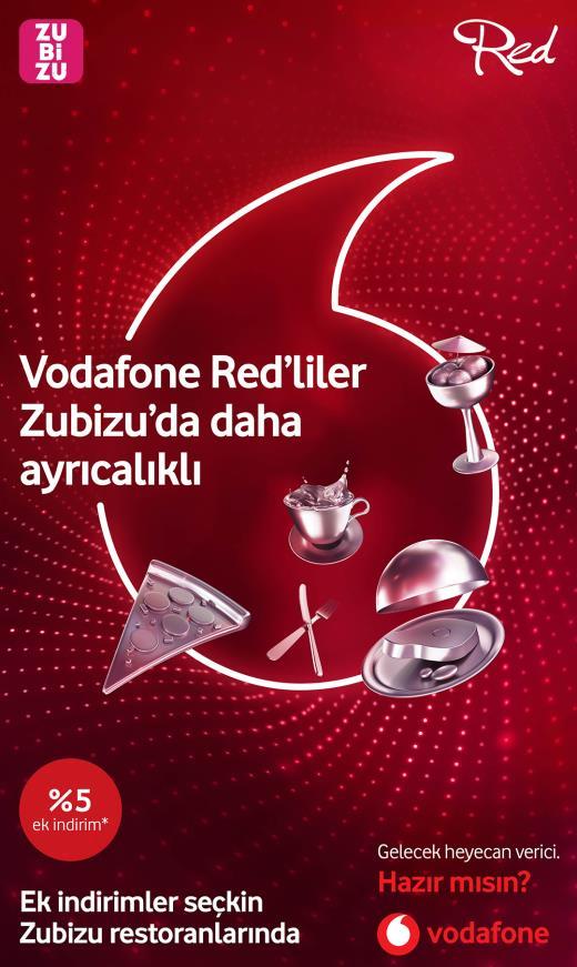 Red liler artık en seçkin restoranlarda da ayrıcalıklı! Vodafone Red lilere özel 178 restoranda Zubizu indirimlerine ek %5 indirim!