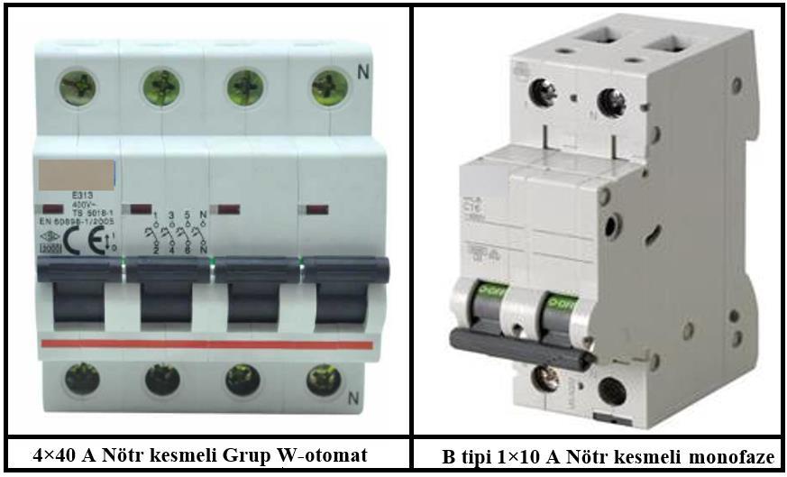 Not: Anahtarlı otomatik sigortanın tipini belirlemek için A, B, C, D gibi harfler bulunmaktadır. Bu harfler sigortanın tipini, aynı zamanda kesme süresini ve akımını belirler.