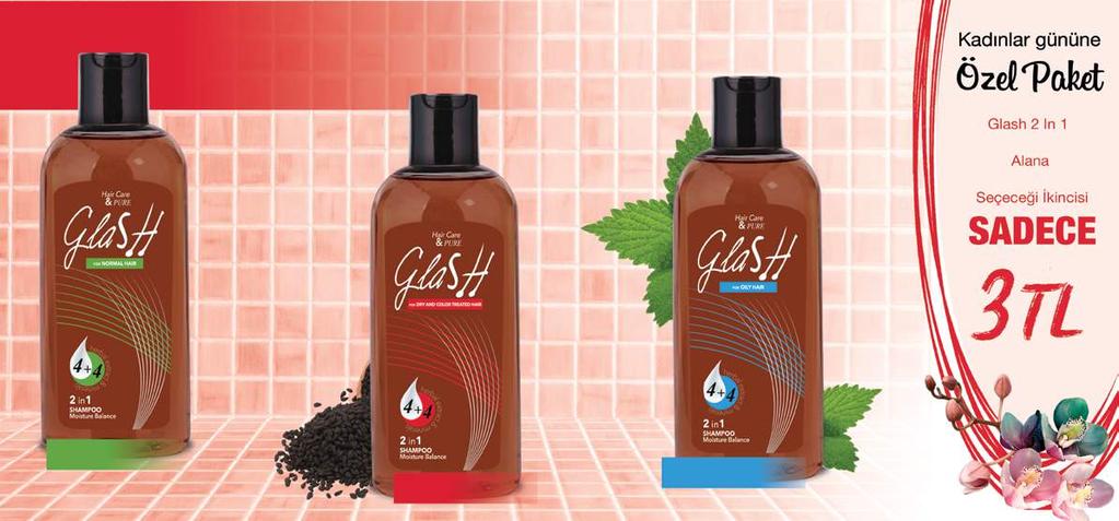 Yıpranan Saçlara Meydan Okuyun! GLASH si arada Şampuan+saç kremi Normal Saç Tipleri için 400 ml.