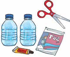 Kum Saati Yapalım Malzemeler: İki adet küçük boy plastik su şişesi Makas Yapıştırıcı Tuz (yarım paket) Yapılışı : 1.
