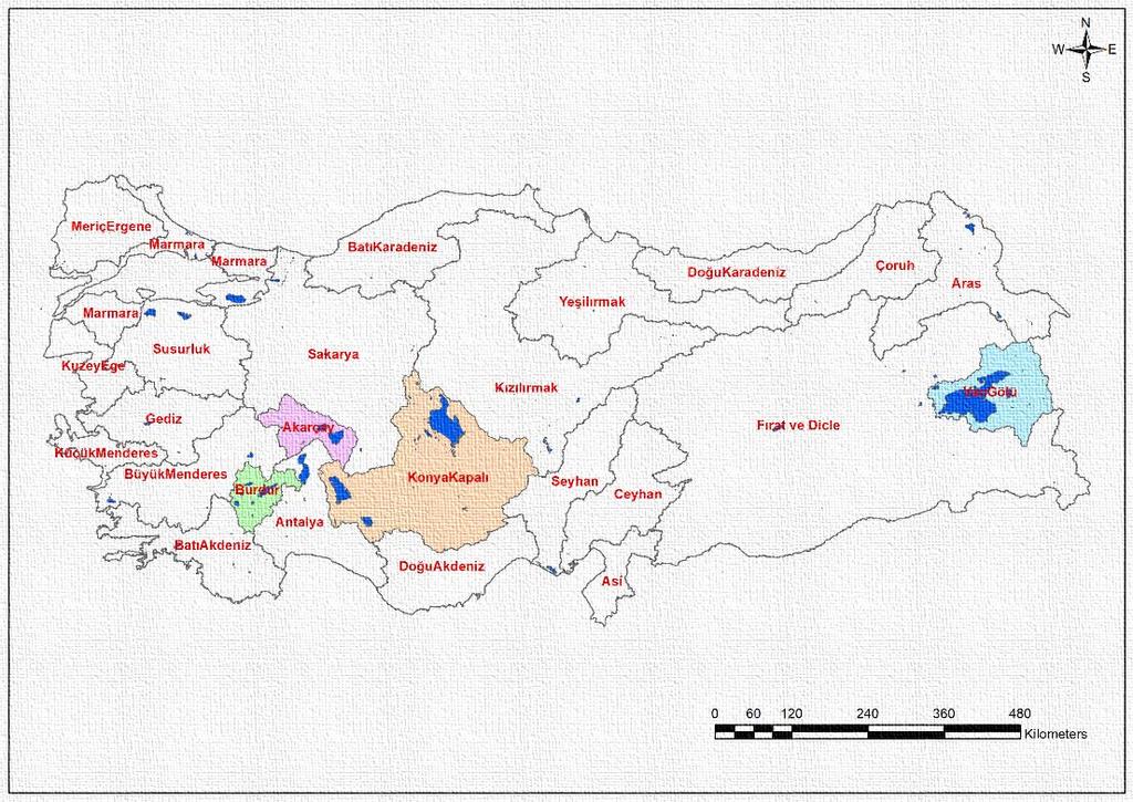 Kapalı Havza Kapalı Havzaların Türkiye Haritasındaki Konumu Sularını denizlere kadar ulaştıramayıp, kuruyan veya göllere dökülüp kalan akarsuların