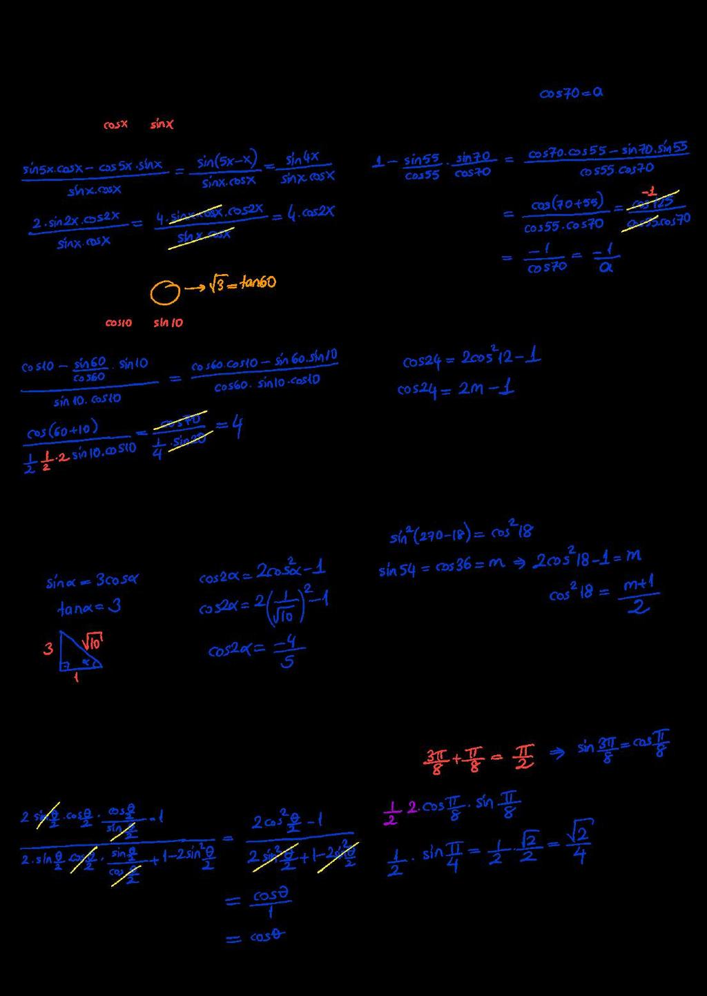 M Ç FOMÜ 9. sin cos - sin cos işleminin sonucu kaçtı?. cos sin = a olduğuna göe, tan tan70 işleminin sonucunu a tüünden bulunuz. 0. - sin 0 cos 0 işleminin sonucu kaçtı?