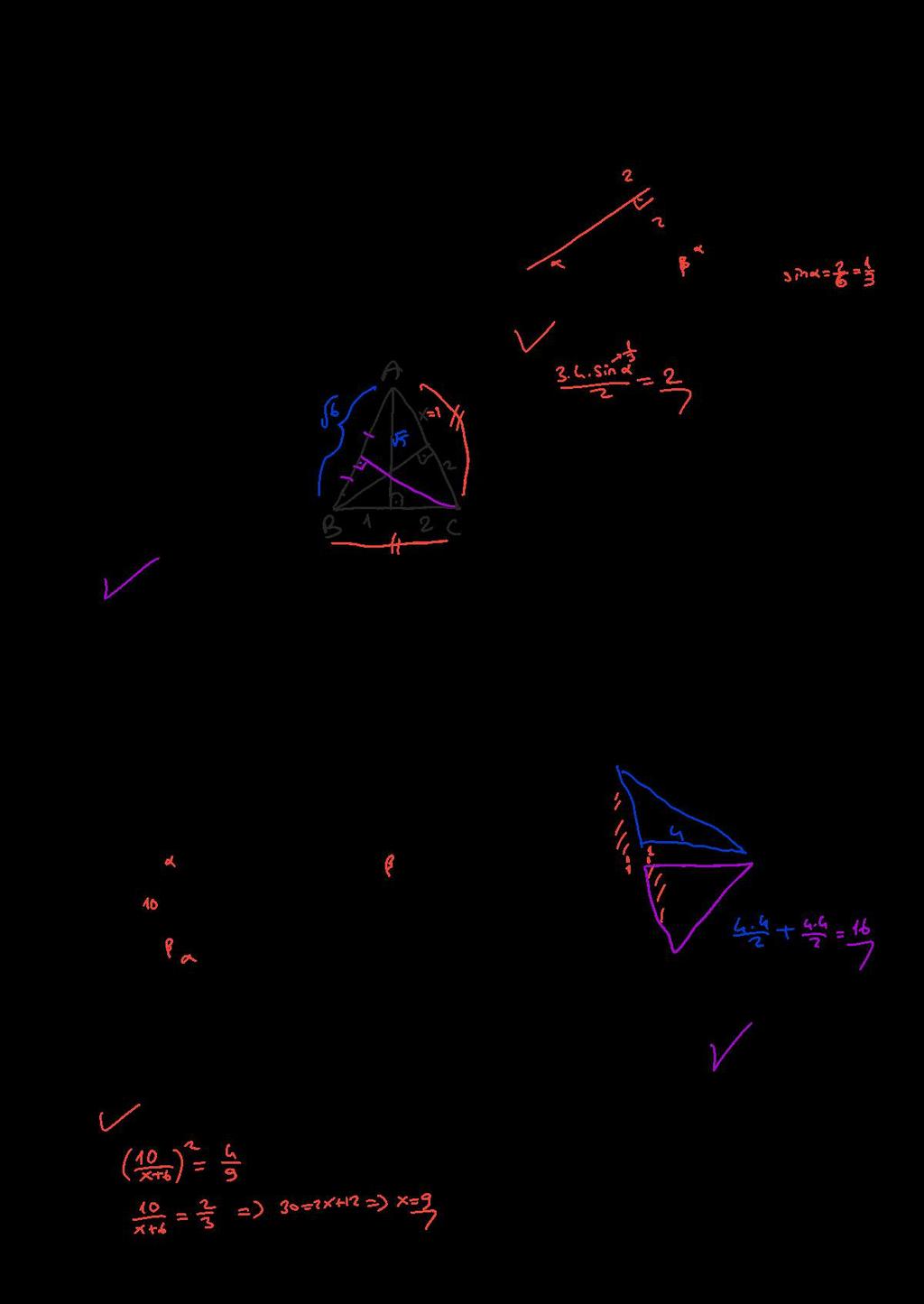 ÜÇG 6. şağıda üçgeninin iki kenarı yatay konumda ayrı ayrı gösterilmiştir. enarların üzerinde mavi renkle gösterilen noktalar o kenara ait yüksekliğin değme noktasıdır.