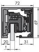 Kanat-duvar aralığı (30mm den küçük ahşap kanat) Maks. Kanat-duvar aralığı (30mm den büyük ahşap kanat) 7 mm 7 mm 7 mm 7 mm 7 mm 7 mm Cam kalınlığı 8 13.5 mm 8 13.