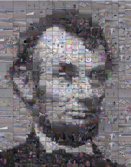 15 Şekil 2.5. Lincoln un PhotoTiled yöntemi ile görüntüsü Hafifçe farklı yönler kullanarak, görüntü dosyalarını ASCII art formatına dönüştüren uygulamalarda potansiyel olarak steganografik