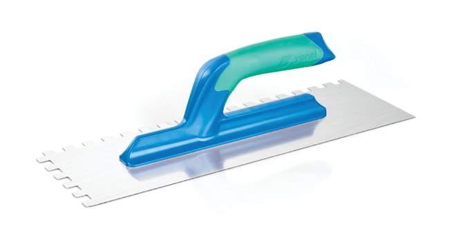 Seramik Malaları Notched Trowels Ergonomik Sap Ergonomic Handle Sertleştirilmiş yay çeliği veya paslanmaz çelik. Uygulama hassasiyetini ve konforu artıran optimal esneklik.