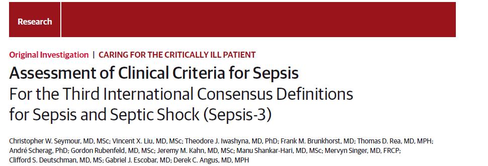 Sepsis; enfeksiyona uygunsuz konakçı yanıtı sonucu gelişen, hayatı tehdit eden organ fonksiyon bozukluğu Klinik Tanı; kanıtlanmış enfeksiyon Yaşamı tehdit eden organ yetmezliği