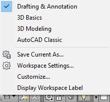 AutoCAD Kullanımı Workspace Switching AutoCAD kurulduktan sonra program açıldığında Şerit Menü (Ribbon) şeklinde bir ekran gelir.