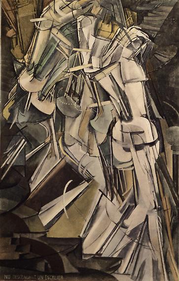 2), 1912, Marcel Duchamp (Kaynak: a) http://en.wikipedia.org/wiki/image:muybridge-1.jpg, b) http://www.marcelduchamp.net/nude_descending_a_staircase.