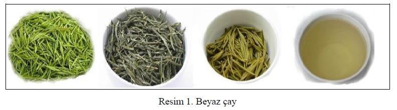 soldurularak kurutulan beyaz çay çok hafif ve tatlımsı bir lezzete sahiptir (Rusak et al., 2008). Siyah, oolong ve yeşil çaydan farklı olarak kıvırma işlemine tabi tutulmaz.