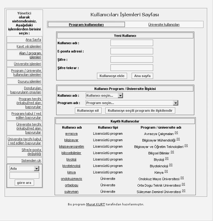 5.4.10 Administrator System Users Operations Screen