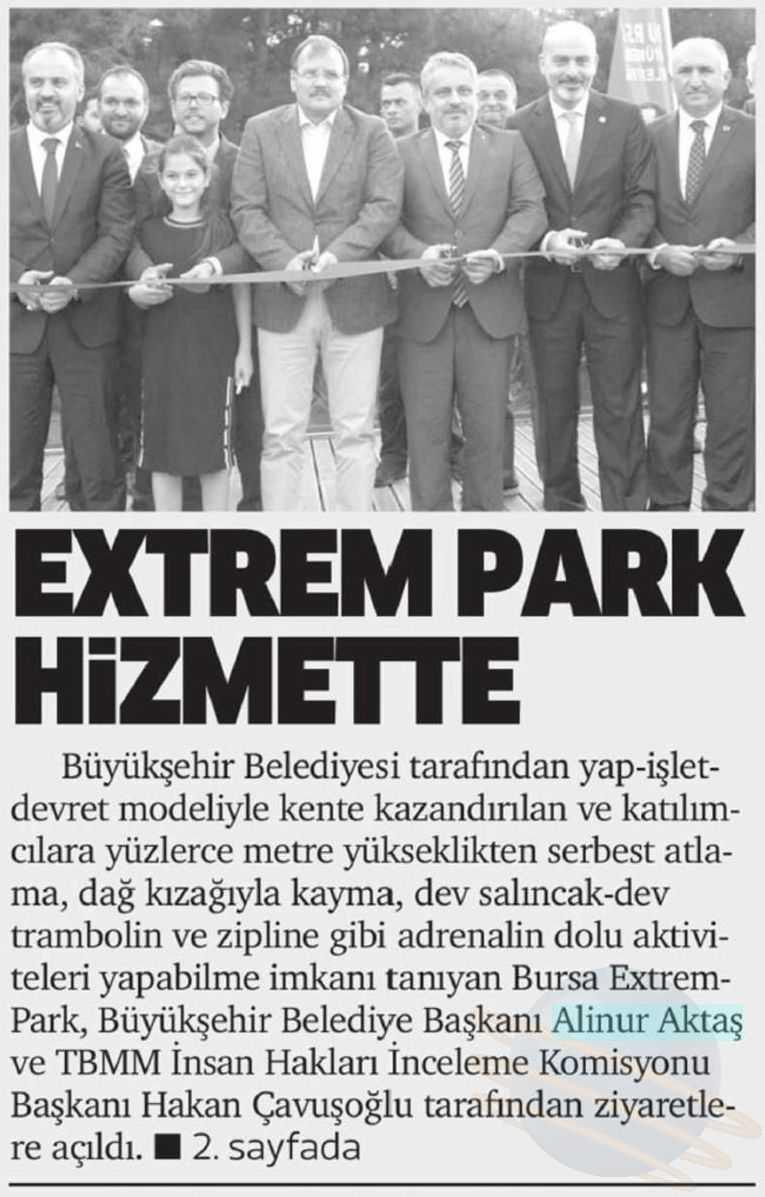 EXTREM PARK HIZMETTE Yayın Adı : Yeni Tuna Gazetesi