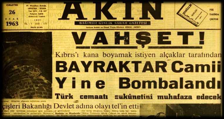 1963 yılı Ocak ayının son günlerinde Lefkoşa daki Bayraktar Camisi bir kez daha bombalanmıştır.