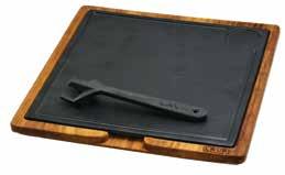 Cast Iron Platter Thickness: 0,5 cm. 5 pieces Silicon seperater, between wood and plate Ürün Tanımı: Ahşap ve Döküm Demir Hot Plate Servis Tahtası. Malzeme Kaplama: Iroko / Doğal Renk.