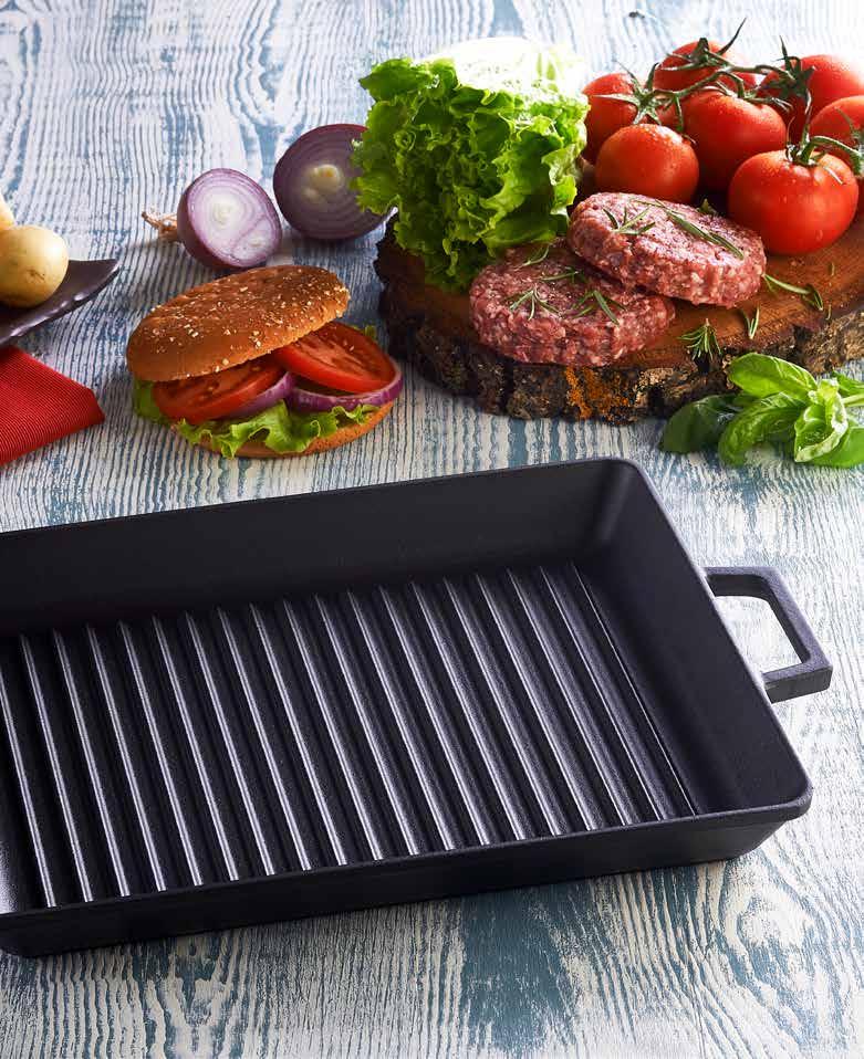 65 GRILL PLATES IZGARA TAVA Color / Renk LV RE GR 24 w: 24,8 cm l: 30,8 cm h: 3,3 cm 0,70 lt 2-4 2,70 kg Description: Grill. Round, Integral metal handles.