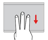 Üç parmakla aşağı itme Masaüstünü göstermek için üç parmağınızı izleme paneline koyup aşağıya kaydırın.