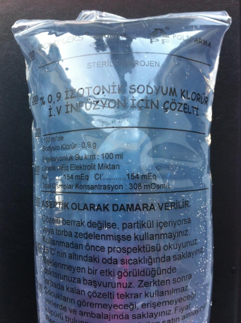 %0,9 İzotonik Sodyum Klorür Solüsyonu % 0,9 NaCl 100 ml de 0,9 gram NaCl 1 litrede 9 gram NaCl NaCl