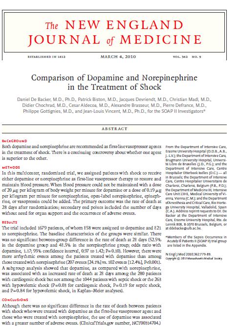 SOAP II (Sepsis Occurrence in Acutely Ill Patients II Trial) Çok merkezli, randomize ve kör çalışma Belçika, Avusturya ve İspanya da 8 merkez Şokta olan 1679 hasta iki farklı tedavi grubuna randomize