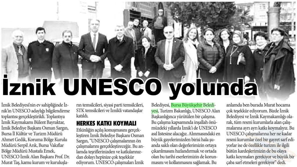 IZNIK UNESCO YOLURVAA Yayın Adı : A Gazete