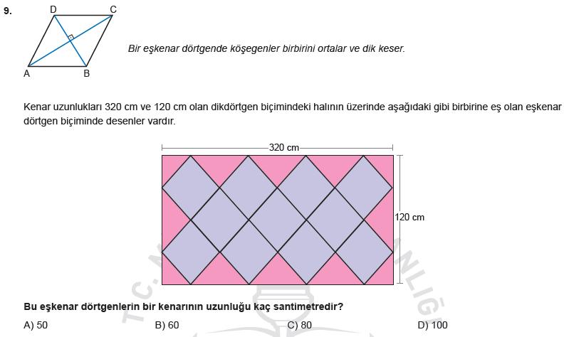 Bir eşkenar dörtgende bu köşegenleri çizelim.