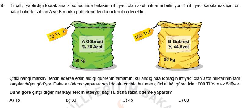 A gübresinde bir torbada; 0 50 10 kg azot vardır. 100 B gübresinde bir torbada; 44 50 kg azot vardır.