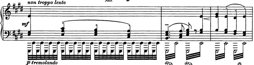 Şekil 2 (ölçüler: 6-8) Temayı çalarken sol elin balans olarak her zaman sağ eldeki melodinin altında kalması dikkat edilmesi gereken önemli bir noktadır.