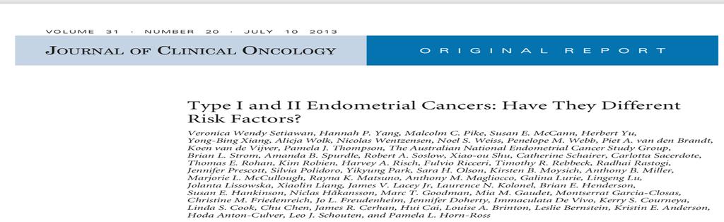 Limitasyonlar: 1-Risk Faktörleri Epidemiology of Endometrial Cancer Consortium