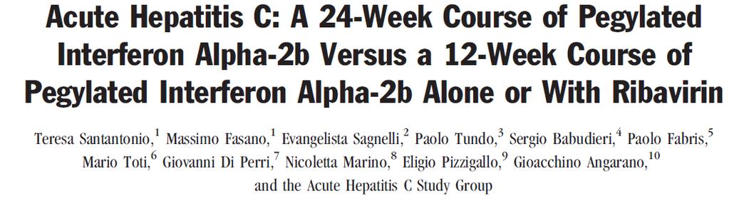 130 akut hepatit C hastası, Peg-INF alfa 2b 44 hasta, 24 hf KVY 43