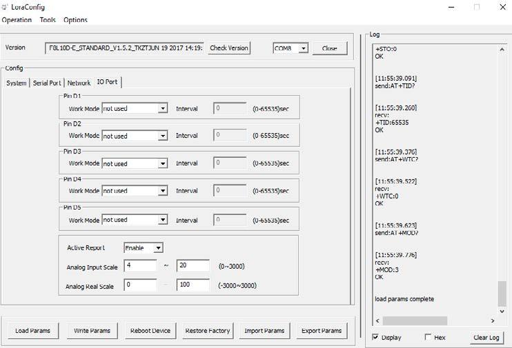 Analog pinler üzerindeki raporlamayı aktifleştirmek için bu seçeneği enable ediniz Analog pinlerin alacağı akım aralığını seçiniz Analog pinlerin alacağı