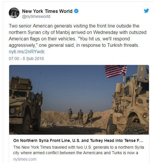 NYT muhabiri bu sırada Jaddard'ın yanında bulunan Korgeneral Funk'ın Türkiye'ye yönelik şu sözlerini de aktardı: "Bizi vurursanız, agresif şekilde karşılık veririz. Kendimizi savunacağız.