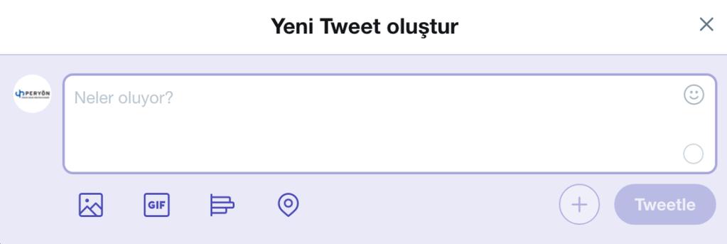 TWITTER PAYLAŞIMLARI Sayfanızda ya da zaman tüneli sayfasındayken üst barda sağ tarafta bulunan Tweetle sekmesine