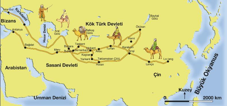 MEDENİYETE YÖN VEREN YOLLAR İpek Yolu: Çin den başlayıp Kırgızistan, Özbekistan, Türkmenistan, İran üzerinden İstanbul kadar uzanan yola İpek Yolu adını veriyoruz.